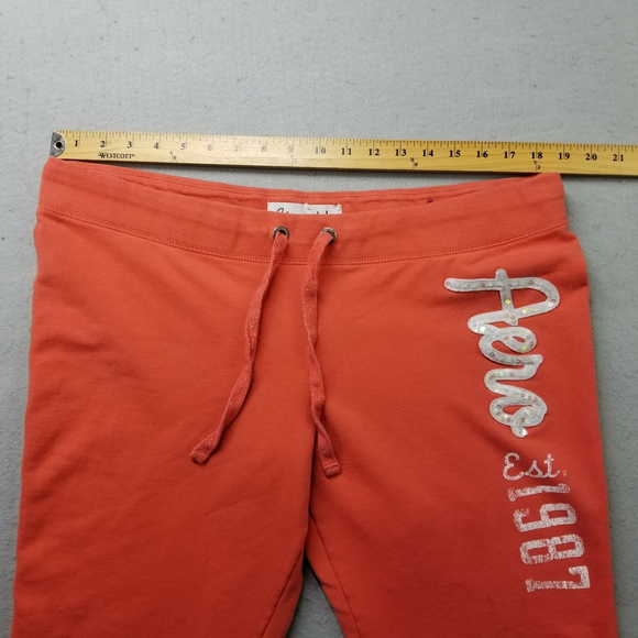 Aeropostale SweatPants Womens XL Orange Elastic Waist Drawstring Soft est 1987 - Picture 7 of 9